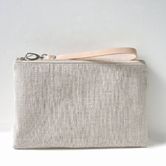 Linen Clutch Bag, Wristlet - Picture 6 of 8